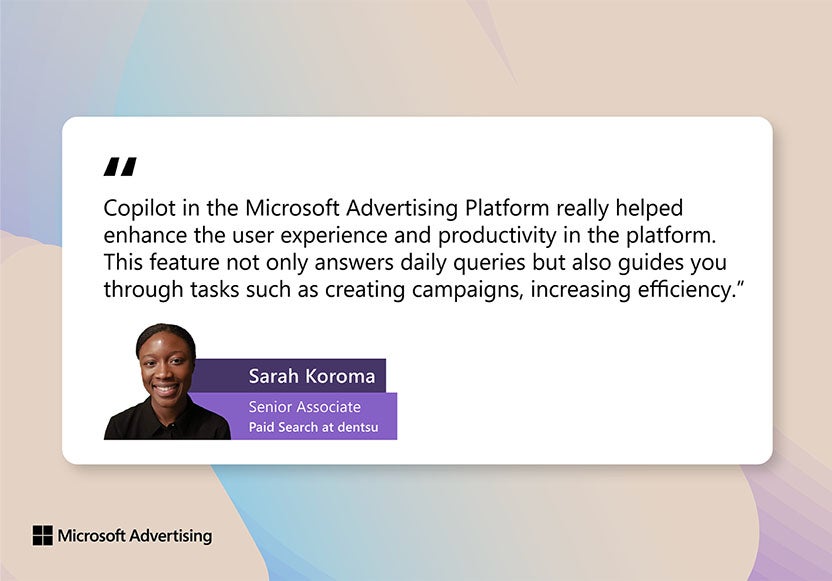 Image displays a quote from Sarah Koroma, senior associate at dentsu